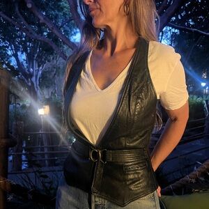 Gorgeous Leather Vest w/ brass buckles